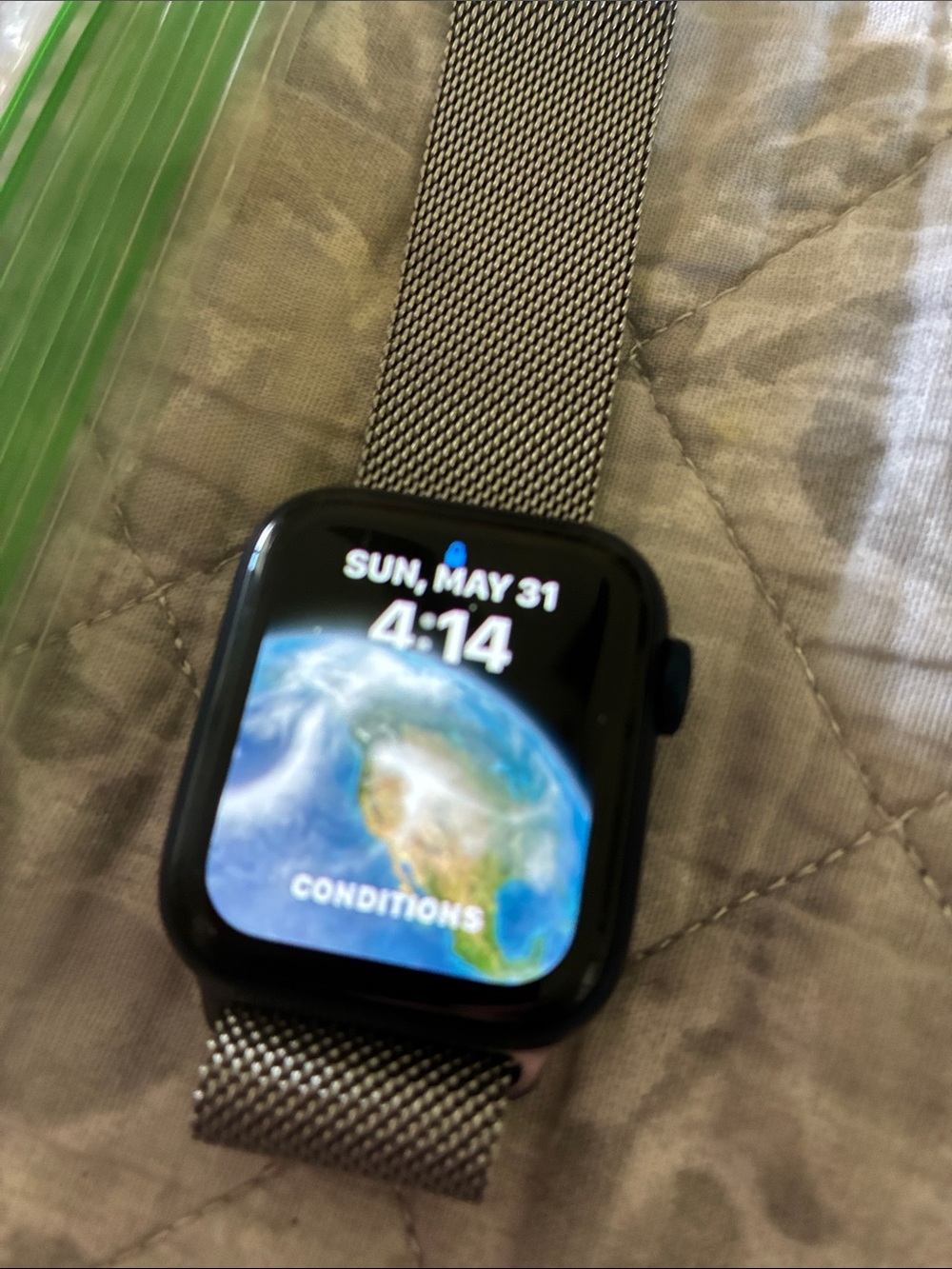 Apple Watch Series 6 with Blue and Pink Nylon Sport Loop Band - Picture 6 of 6